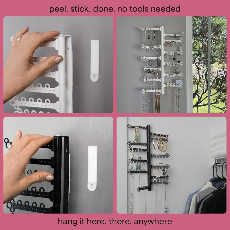 All Hung Up AllHungUp 12-Tier Wall Jewelry Organizer Wall Mounted Jewelry Organizer Necklace Holder Wall Mount Hanging Necklace Organizer Jewelry Hanger Wall Mounted Earring Holder Display Earring Organizer White - Image 3